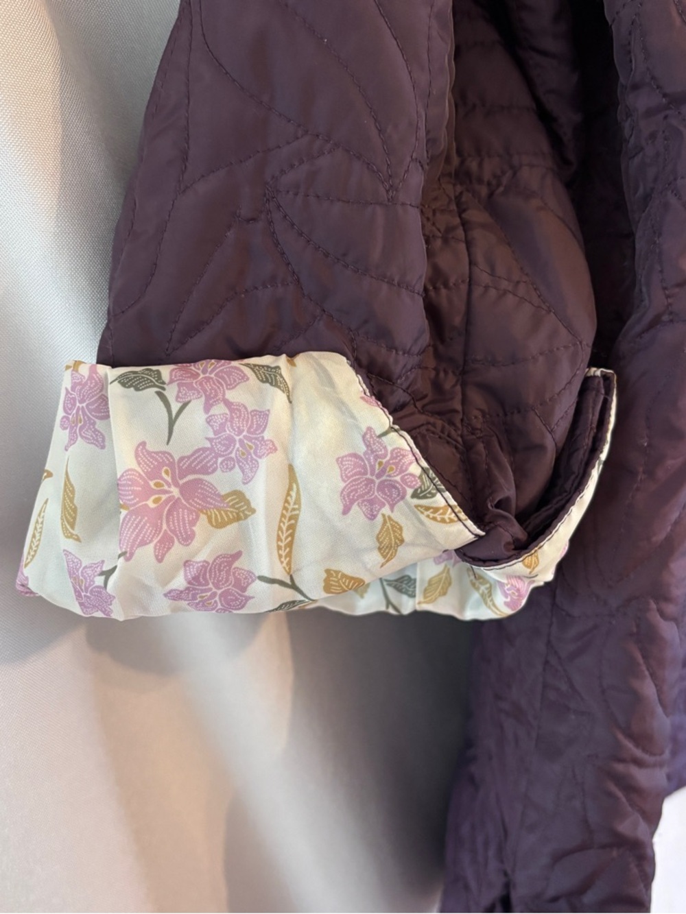 Tribal Jeans Quilted Long-Sleeve Puffer Shacket - Plum, Size Large. - Picture 8 of 11